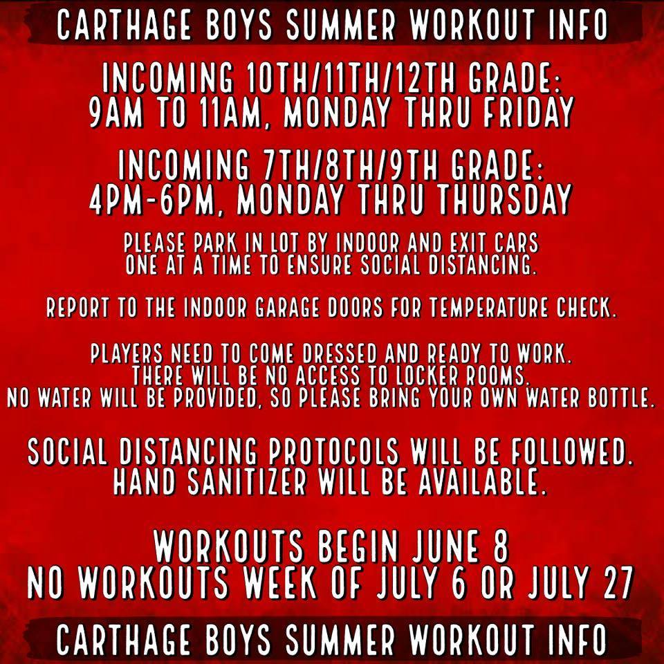 Carthage Boys' Summer Workout