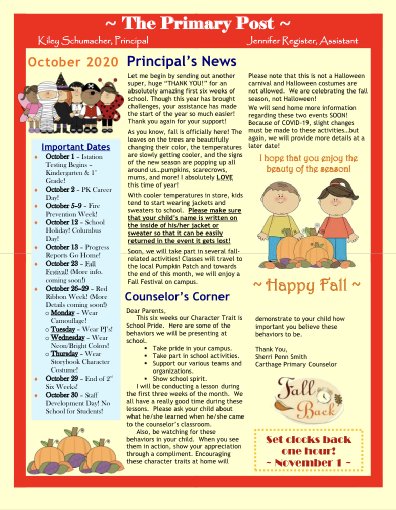 October Newsletter and Important Dates! 🍁 🎃 