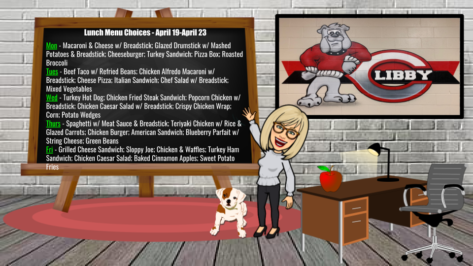 Lunch Menus for the Week of April 19