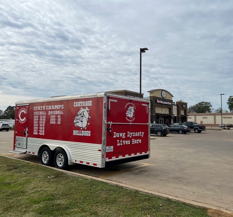 Carthage Athletic Booster Club trailer at Bulldawg Stop