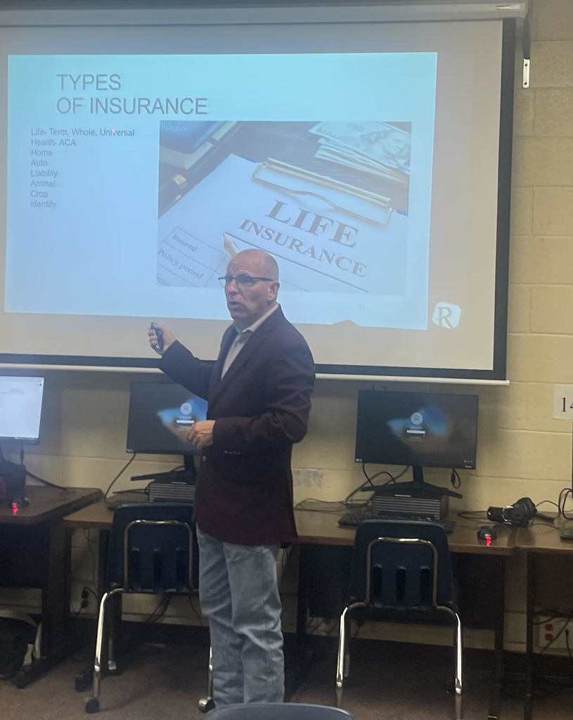 On Tuesday, January 10th Mark Brown spoke to Mrs. McAlister’s Matters classes about insurance.  He explained about all the different types of insurance, deductibles, premiums, how rates are determined, and ways to lower your costs.  