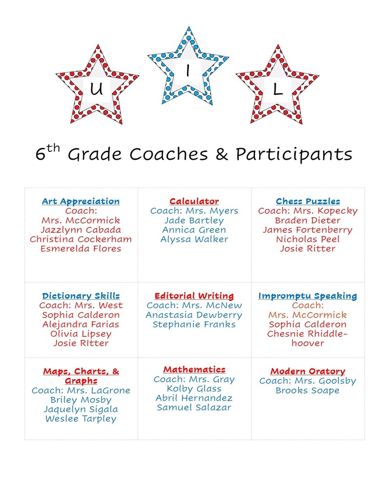 UIL 19/20 Coaches & Participants 