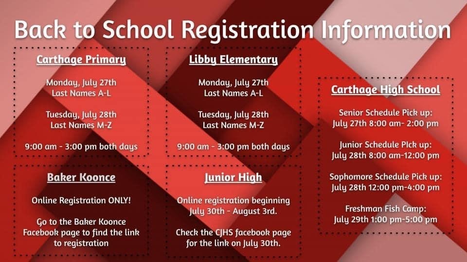 CISD Registration Dates/Times